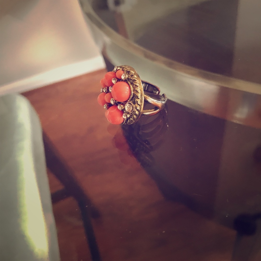 Coral cocktail ring